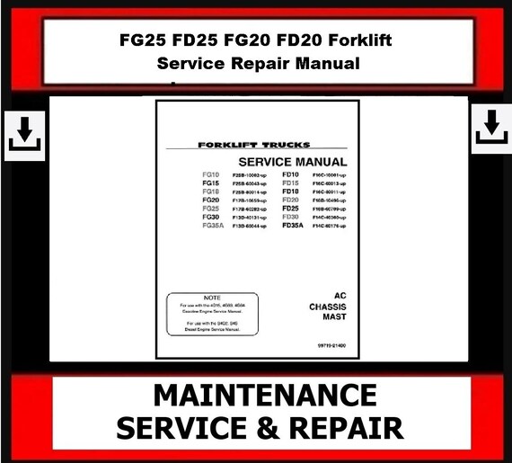 トヨタ フォークリフト パーツカタログ FG25 FD25 FG25 FD25 FG20 FD20 Forklift Service Repair Manual - Etsy