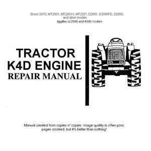 Fits Mitsubishi - K4D Diesel Engine Tractor Service Repair Manual