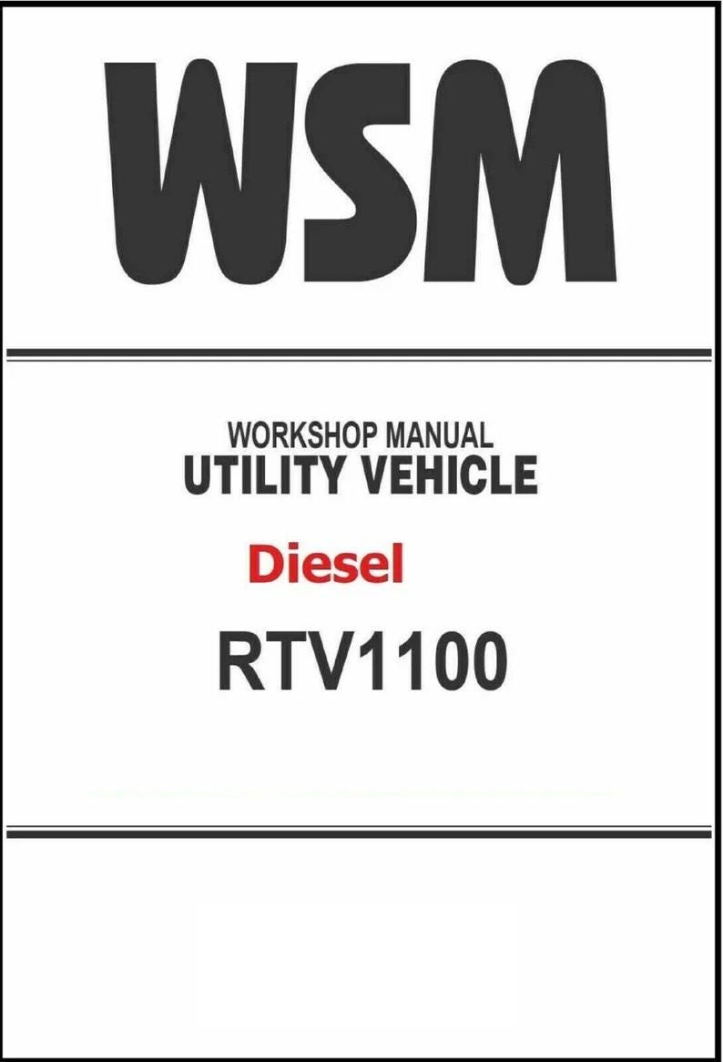 Fits Kubota - RTV1100 Diesel Utility Side By Side Workshop Service Manual - 479 Pages