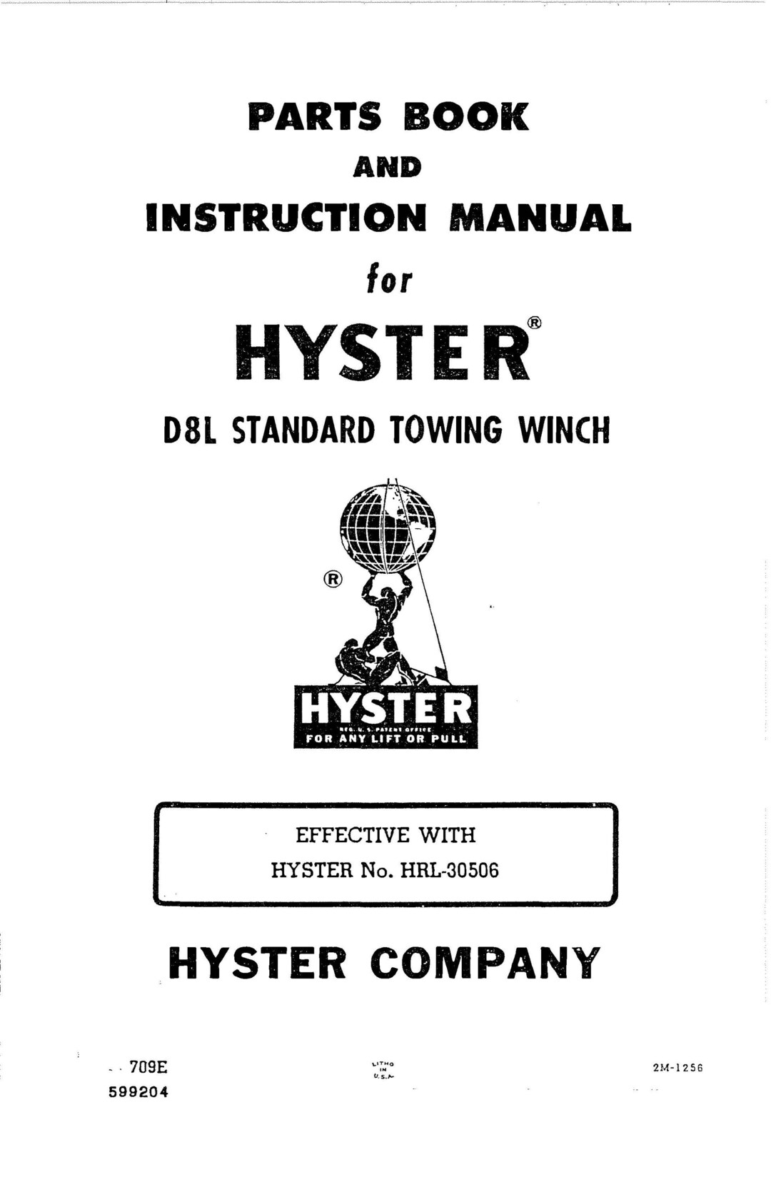 8 Standard Towing Winch Operator & Parts Manual Fits Hyster Etsy