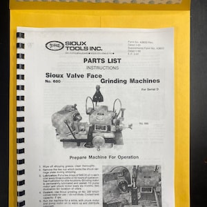 680 Valve Grinder Instruction & Parts Manual Sioux Model 680 - Printed Manual