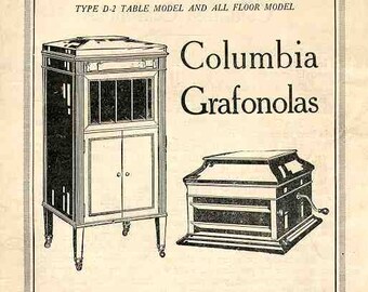 Phonograph Operating Instruction Manual Columbia Grafonola D2 & All Floor Models