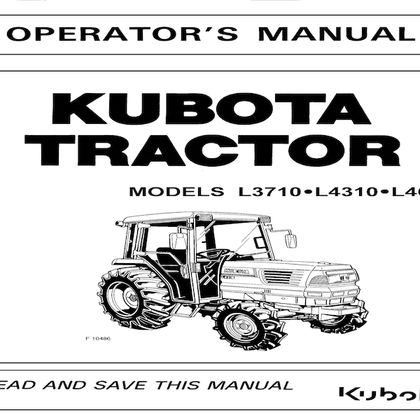 3010 3410 3710 Tractor Operator Maint Instruct Manual Kubota L3010 L3410 L3710