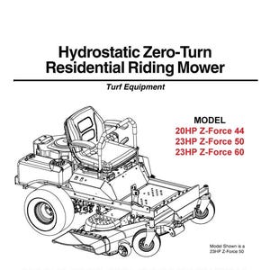 Fits Cub Cadet - Hydrostatic ZT 20-23HP Riding Mower Operator & Service Manual