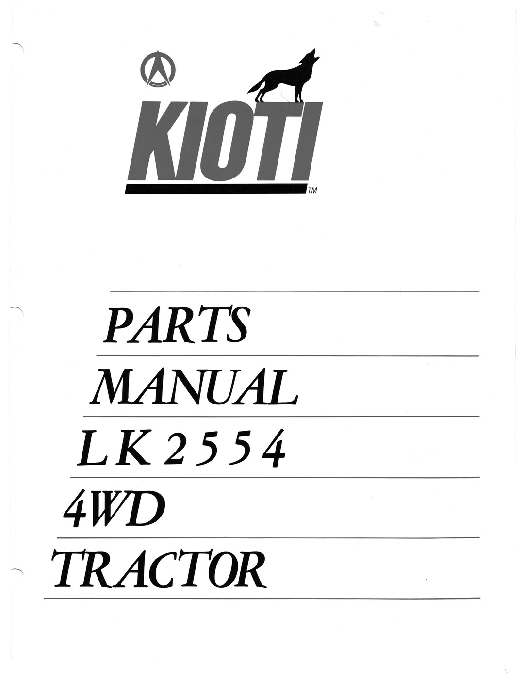 Kioti LK2554 Tractor PARTS MANUAL Printed Manual Etsy