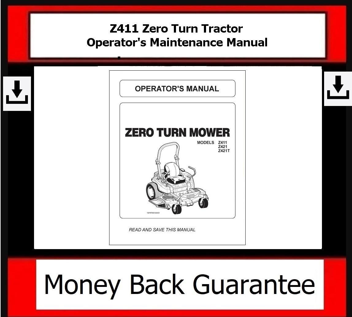 kranich様オーダーページ Z411 Zero Turn Tractor Operators Maintenance Manual - Etsy