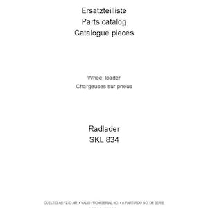 Fits Terex - SKL 834 Wheel Loader Service Parts Manual