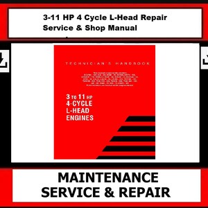 3-11 HP 4 Cycle L-Head Repair Service & Shop Manual Tecumseh