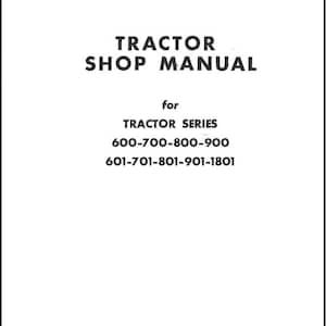 Paper Manual - 600 601 700 701 800 801 900 901 1801 Tractor Workshop Service Repair Manual  600 601 700 701 800 801 900 901 1801