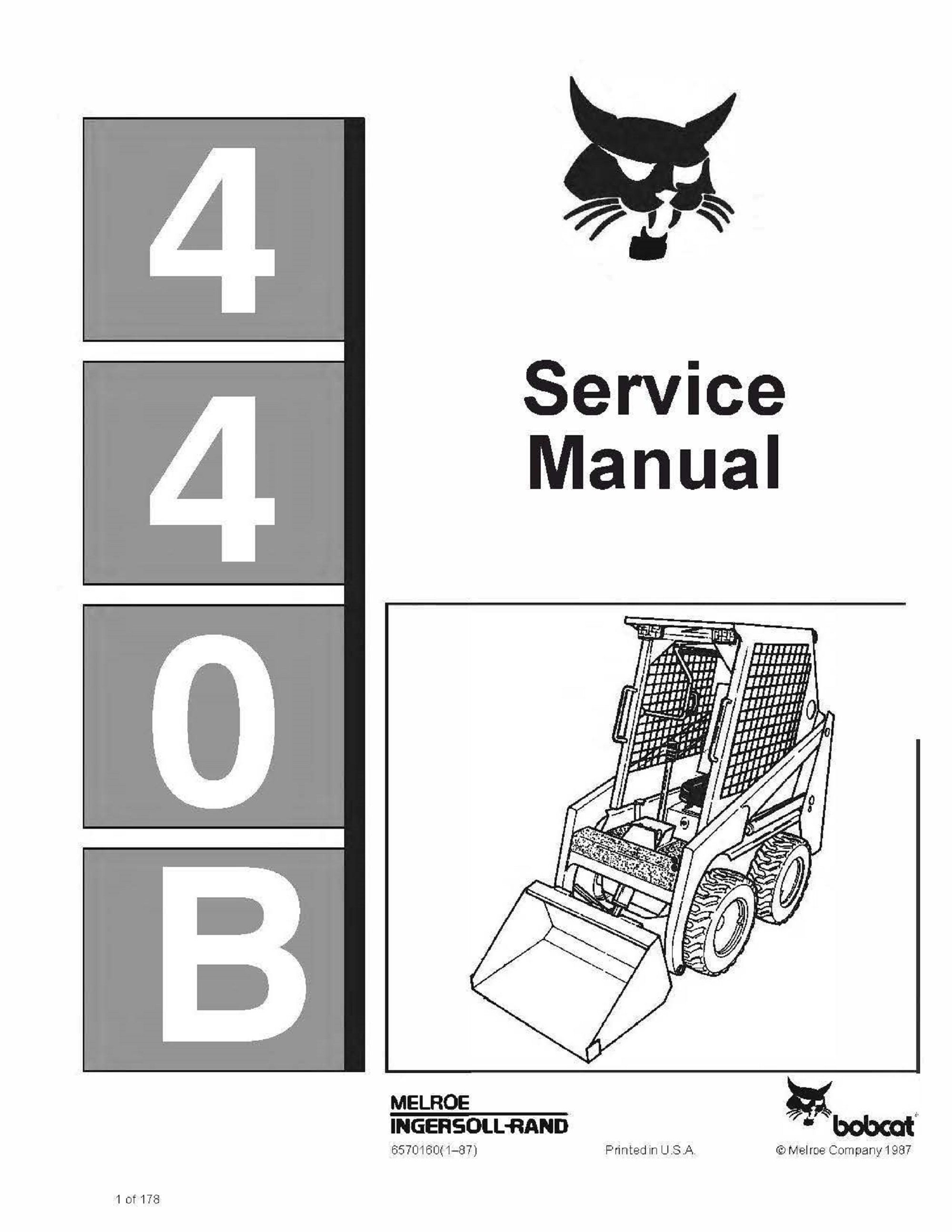 440B Compact Skid Steer Loader Service Manual Shop Repair PN 6570160 ...