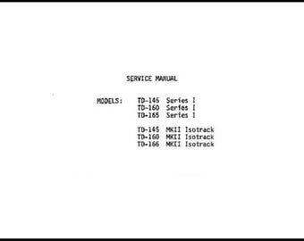 Fits Thorens - 1975-1976 Stereo Turntable TD145-I, TD160-I, TD165-I, TD-145-MKII, TD-160-mkII & td-166-mkII Owners Instruction Manual