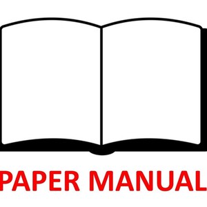 May include: An open book illustration with black outlines and white pages. The text "PAPER MANUAL" is in red, bold letters below the book. The image is on a white background.