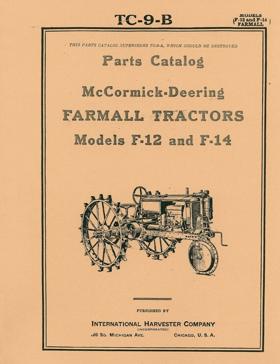 TRACTOR Catalog International Parts Manual Mccormick DEERING - Etsy