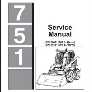 Fits Bobcat - 751 Service Repair Manual, Skid Steer, Skid loader Manual bob cat