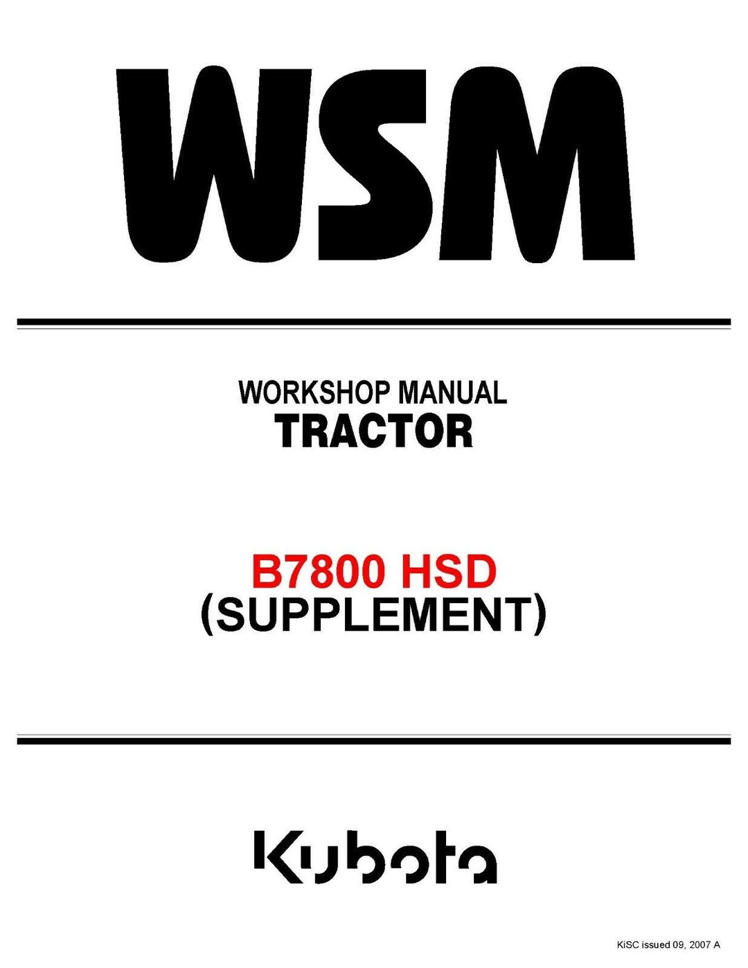 B7800 HSD Tractor Service Manual Kubota Tractor Etsy