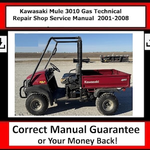 Past op de Kawasaki Mule 3010 Gas Technical Repair Shop Service Manual 2001-2008