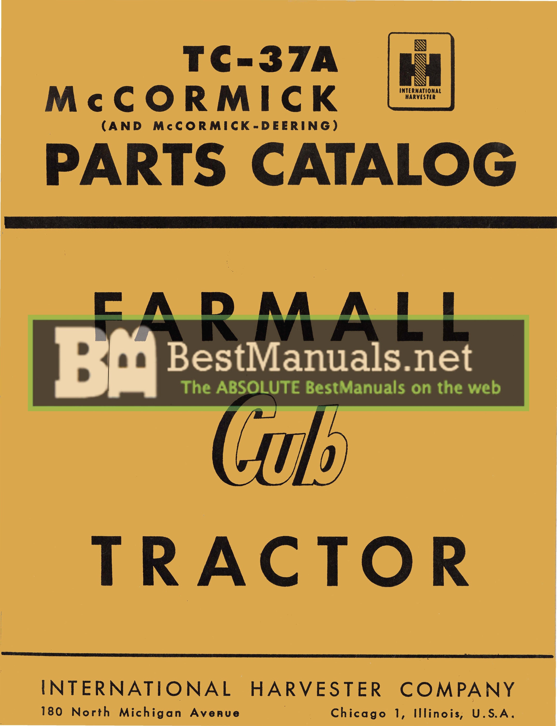 Service Parts Manual IH Mccormick Farmall Cub Tractor PC TC37A - Etsy