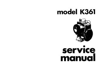 Download Now - K361 Engine Service Repair Manual Fits  K Series
