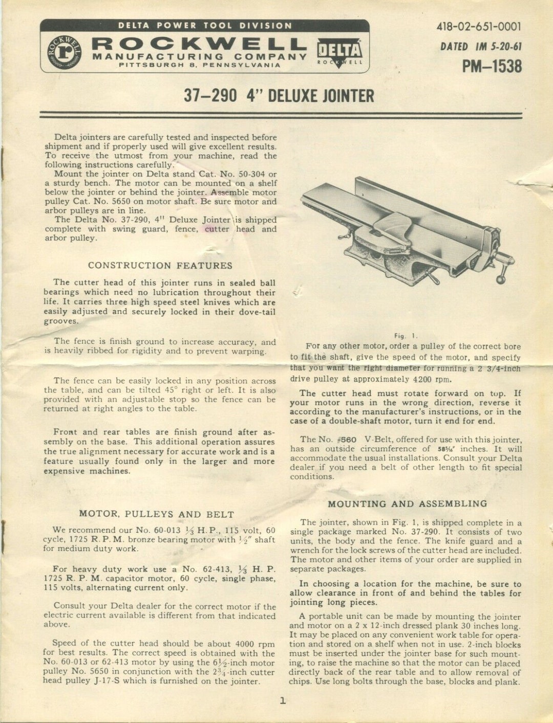 Rockwell 4 deluxe sale jointer