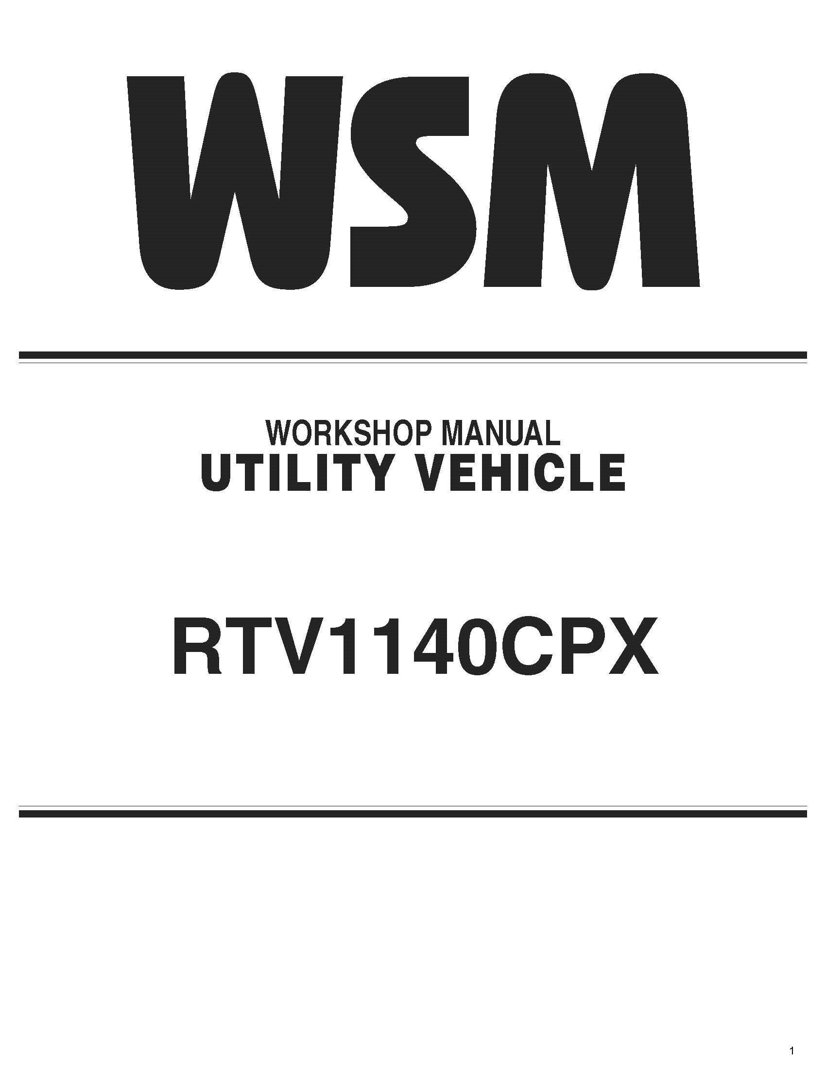 Fits Kubota - RTV1140CPX WORKSHOP Service Repair Manual - Etsy