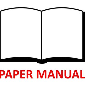 May include: An open book illustration with black outlines and white pages. The text "PAPER MANUAL" is in red, bold letters below the book. The image is on a white background.