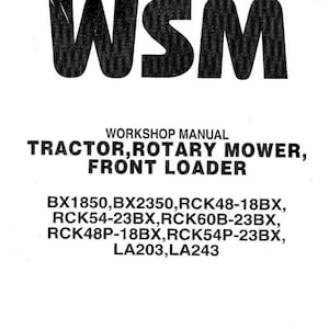 Fits Kubota - BX1850 BX2350 Tractor Workshop Repair Service Manual