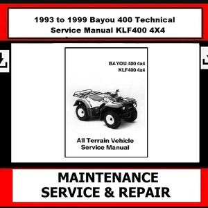Passend für Kawasaki - 1993 bis 1999 Bayou 400 Technisches SERVICE HANDBUCH 400 & KLF 400 Kawasaki