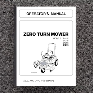 Fits Kubota - Z122E Z121S Z125E Z125S Zero-Turn Mower Operator Manual K3011-7123