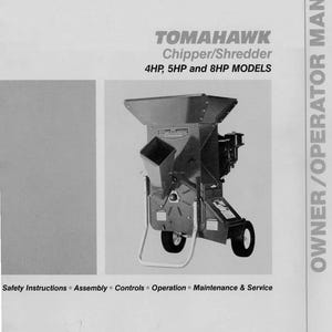 Download Now - 1989 Owner Operator Manual Tomahawk Chipper Shredder 4, 5, 8HP