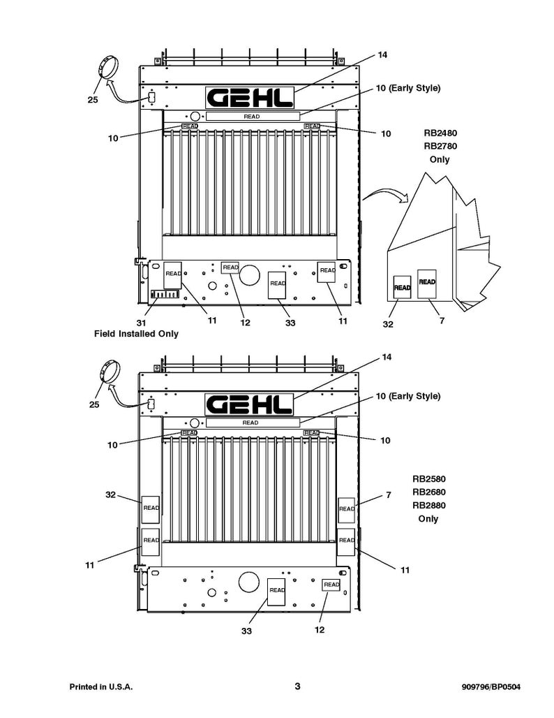 Variable Chamber Round Balers Parts Manual Gehl 2480 2580 Etsy