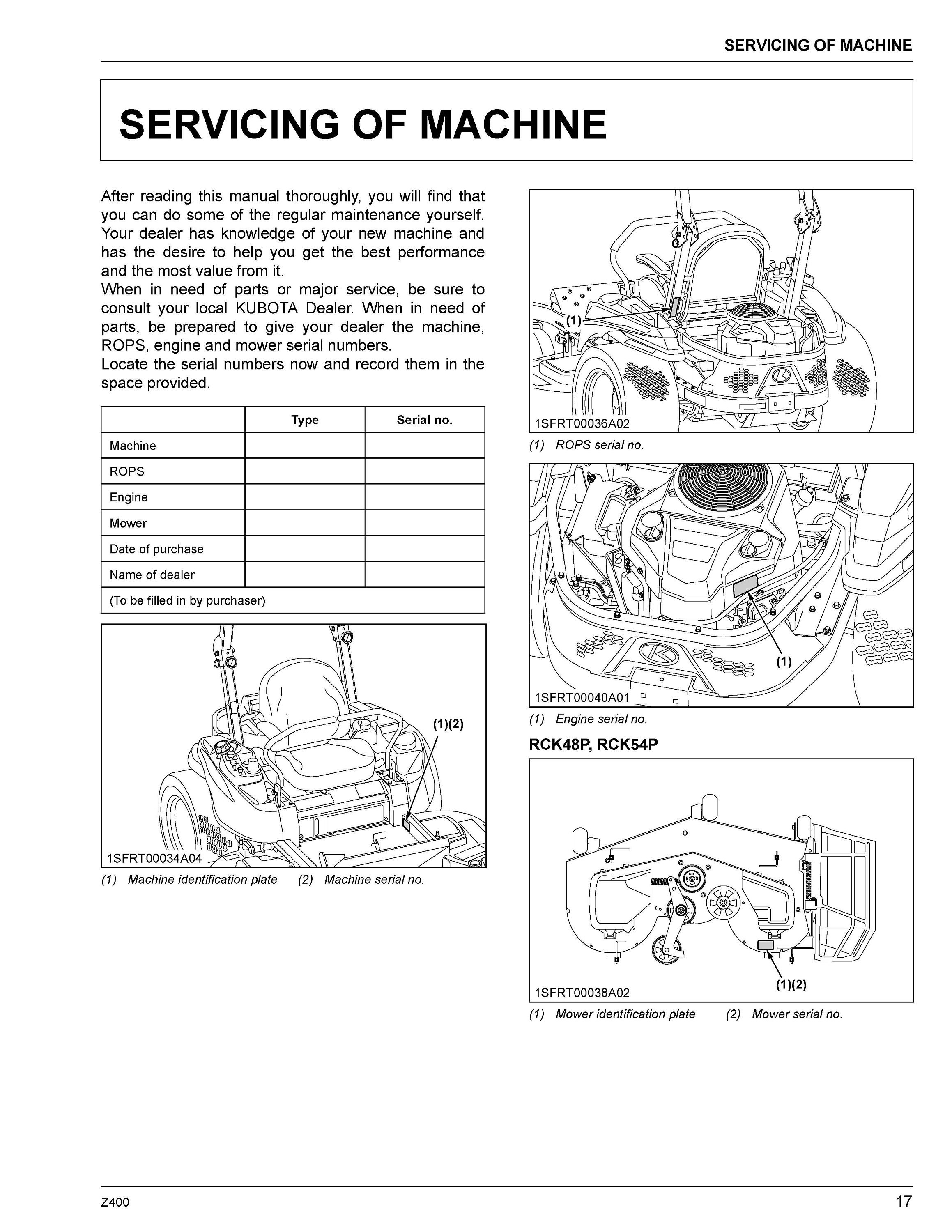 Z411 Zero Turn Tractor Operators Maintenance Manual Kubota Etsy Finland