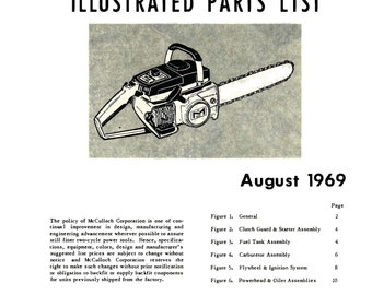 55 1969 Chainsaw Illustrated Parts List Manual Fits McCulloch CP 55 MC#26