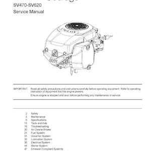 Fits Kohler - Courage Series SV470-SV620 Engine Vertical Crankshaft Service Repair Manual