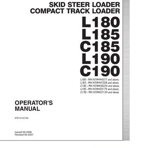 L180 L185 C185 L190 C190 Skid Steer Operator Instruction Manual 44577