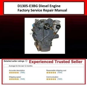 Fits Kubota -  D1305-E3BG Diesel Engine Technical  Service Repair Manual