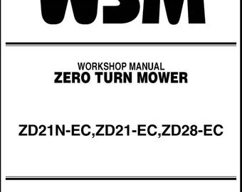 Compatible con Kubota - Manual de servicio del taller de giro cero ZD21N-EC, ZD21-EC, ZD28 EC