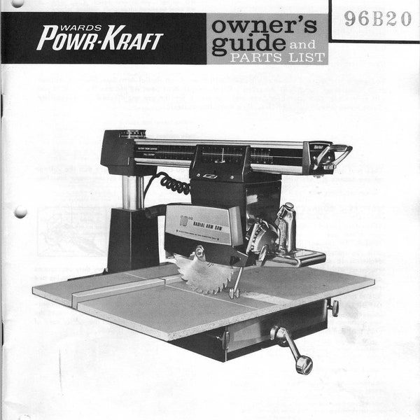 2610 Radial Arm Saw Owner's & Parts Manual Fits POWR-KRAFT 10" TPC-2610B