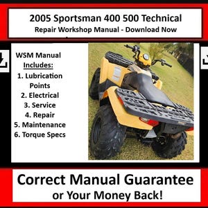 Fits Polaris - 2005 Sportsman 400 & 500 Technical Repair Workshop Manual