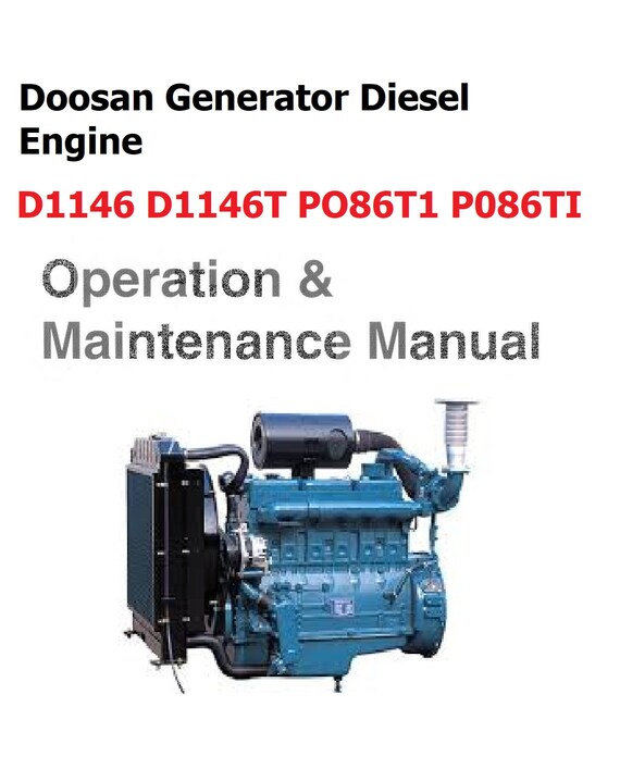 Operator Maintenance Manual Doosan D1146 D1146T PO86T1 P086TI - Etsy