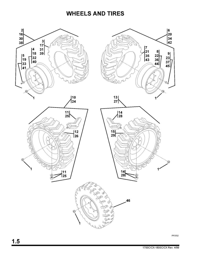 Wheel Rim Exploded View Scat Trak - 1700C & CX Skid Steer Service Parts Manual - Etsy