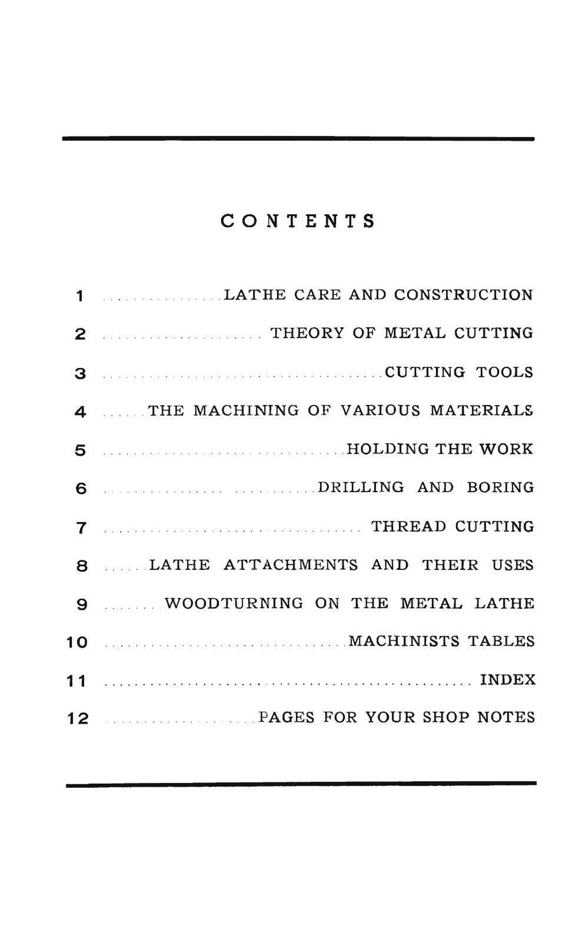Lathe Operation and Machinists Tables ATLAS Manual of Lathe 292 Pages