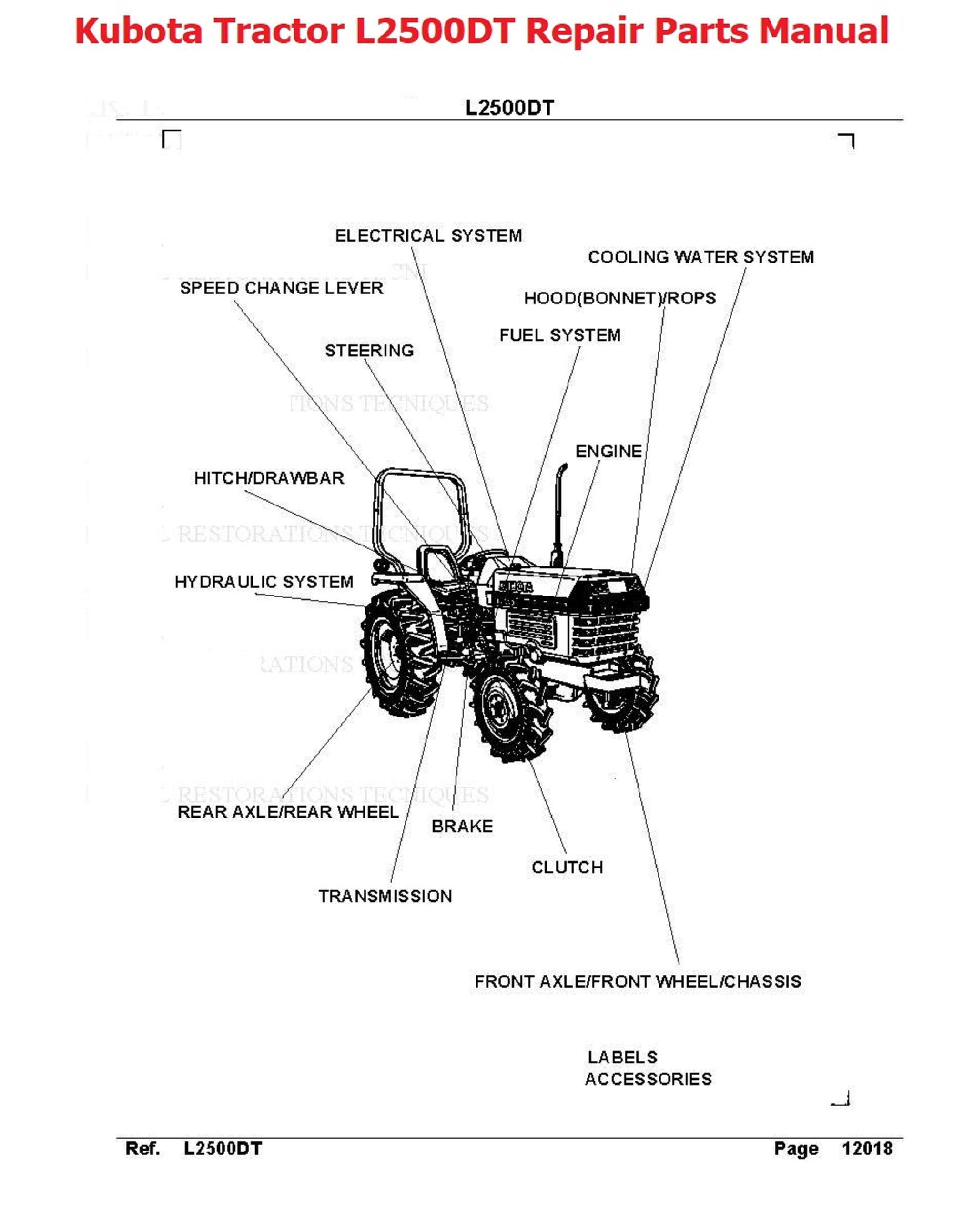L2500DT Tractor Illustrated Parts Manual Explodeddiagram Kubota L2500