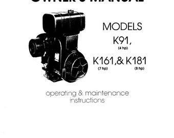 Adatto per Kohler - K91 K161 K181 K Series 4 7 8 HP Motori Manuale di manutenzione del proprietario