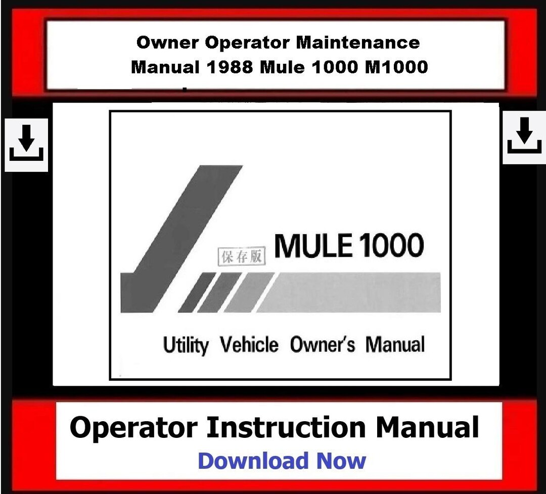 Owner Operator Maintenance Manual 1988 Mule 1000 M1000 - Etsy
