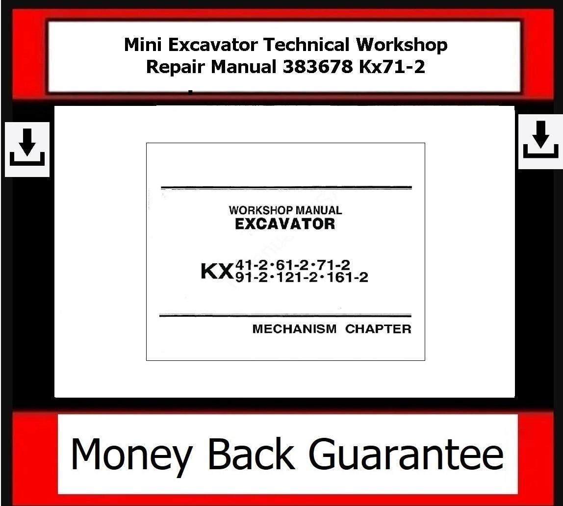 Mini Excavator Technical Workshop Repair Manual 383678 Kx71-2 - Etsy