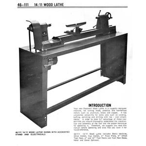 Download Now - Instruction & Parts Manual 1976 46-111 14-11 Wood Lathe