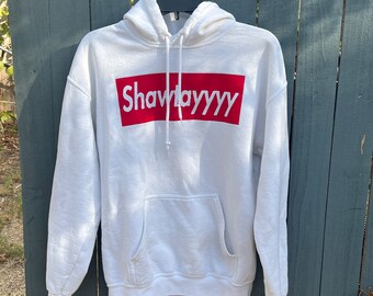 SHAWTAYYYY Red Logo on White Hoodie