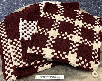 Large 8.5" Hand Woven Cotton/Wool Pot Holders - Trivet -Aggie  Themed!