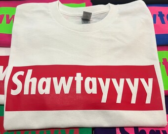 SHAWTAYYYY Red Logo on White T-Shirt