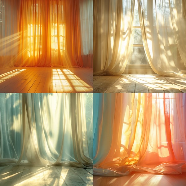 5x Warm Neutral Curtain & Sun Rays Backdrops, Digital Studio Backdrop Overlays, Studio Photography Backdrops - Photoshop Overlays Textures